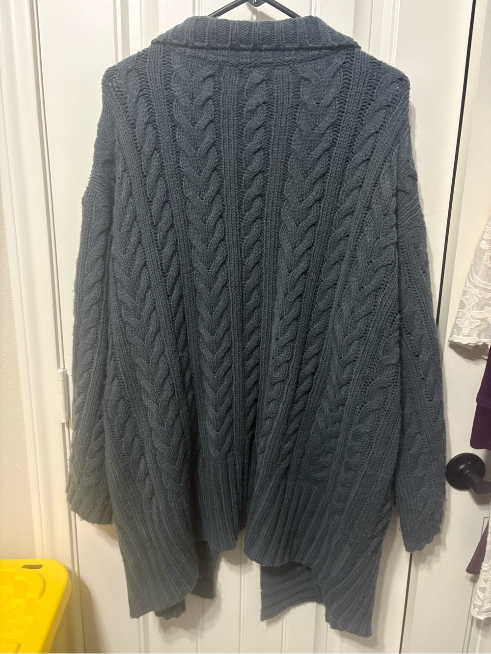 POL Open-Front Cable Knit Cardigan in Dark Teal - Picture 3 of 5